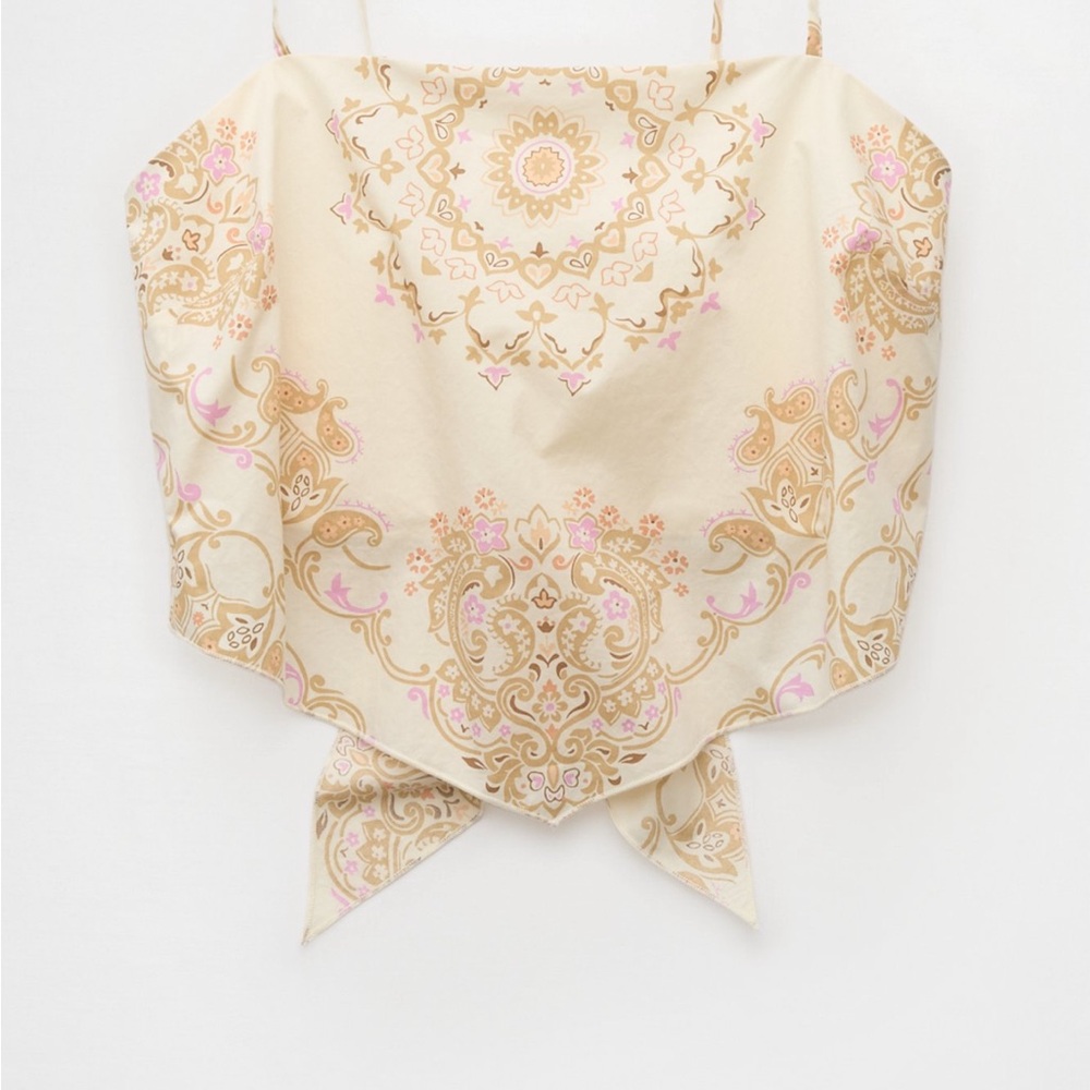American Eagle Outfitters Cream and Gold bandana top